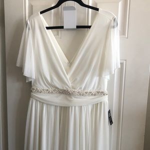 Ivory Mesh Flutter Sleeve Empire Wedding Dress